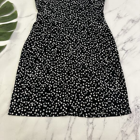 Lauren Ralph Lauren Womens Sheath Dress Size 12 P Black White Dots Stretch - Picture 10 of 10